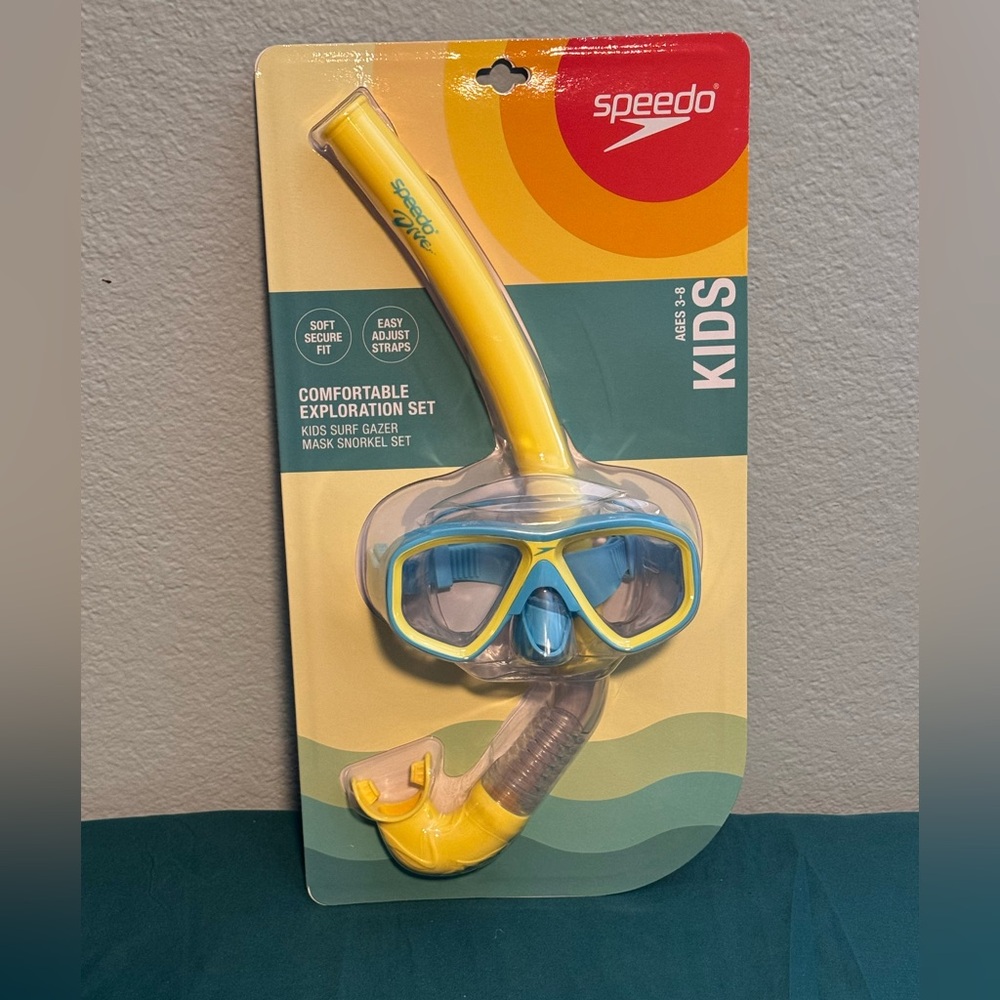 Speedo Kids Blue & Yellow Snorkel and Mask Set